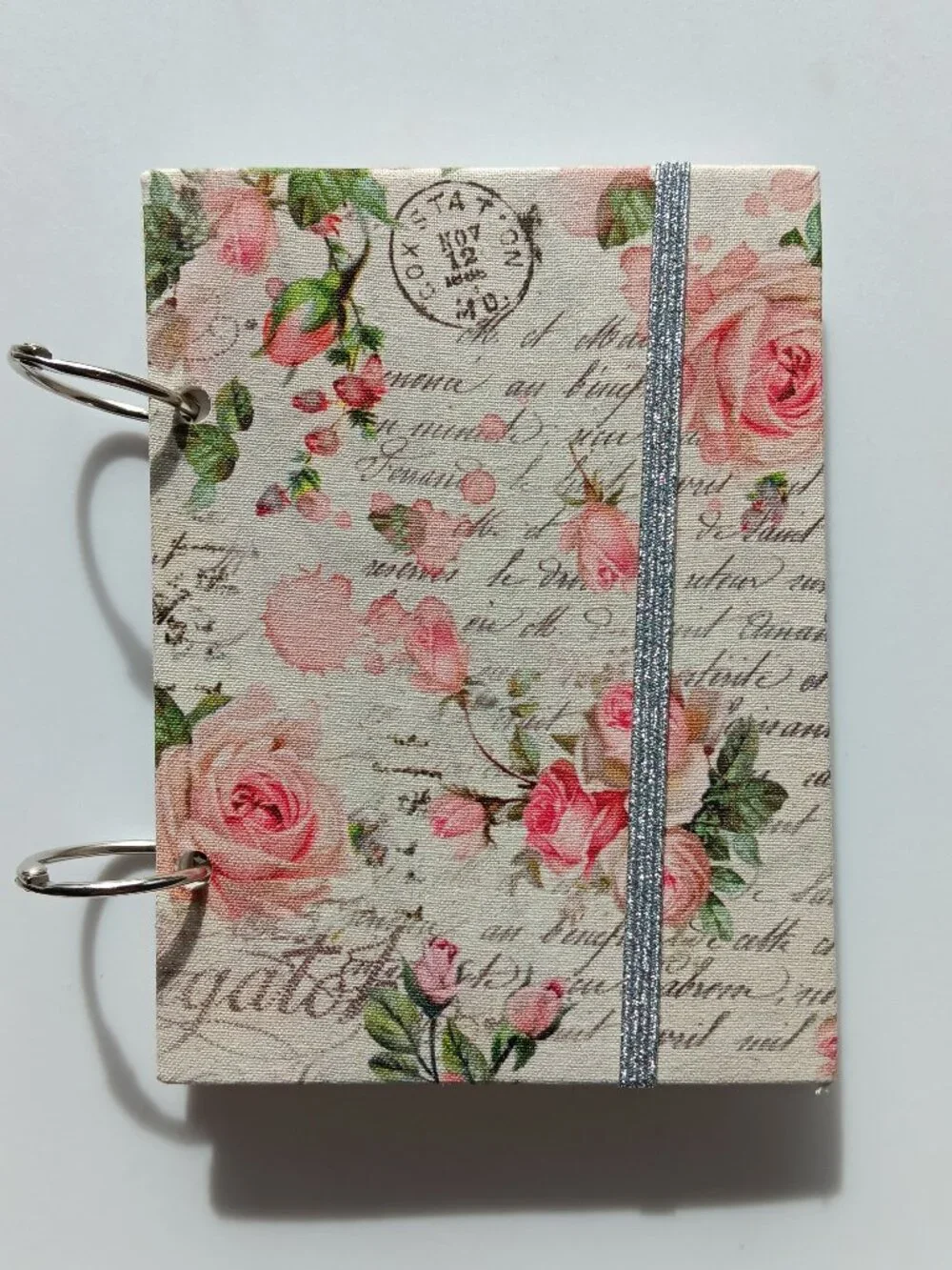 New Notepad Cardstock Hardcover Floral Metal Loop Bound 4.5